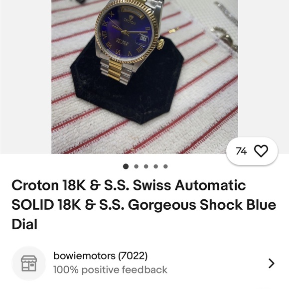 Croton watch 18k gold Rolex lock & dial 100%real gold & Diamonds - Picture 8 of 11